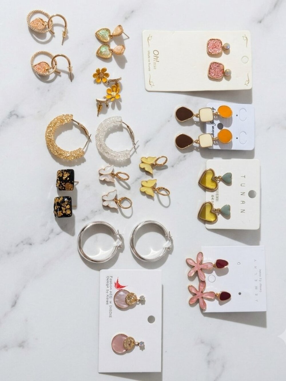 Beonon Trendy Heart Butterfly Hoop Earrings Set Mixed Cute Fashion Jewelry 14 Pc